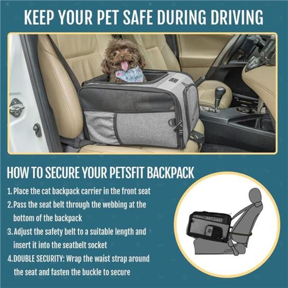 Cat Backpack Carrier with Soft Plush Mat, Cross Ventilation Design, Dog Backpack - Picture 6 of 8